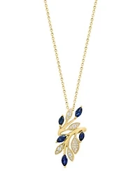 Effy Collection Sapphire Diamond Pendant Necklace Vine Ring In 14k Yellow Gold