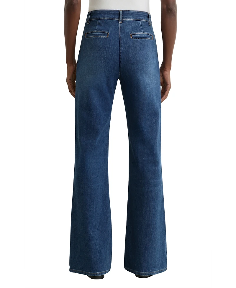 Reiss Women's Pintuck-Detail Flared Jeans