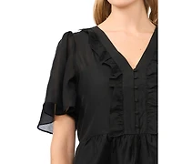 Vince Camuto Women's Flutter-Sleeve V-Neck Top
