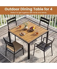 Gymax 36'' Square Outdoor Dining Table for 4 Acacia Wood Patio Table w/ Slatted Top
