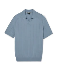 Reiss Men's Chelmsford Open Collar Wide Rib Merino Wool Jumper Polo Shirt
