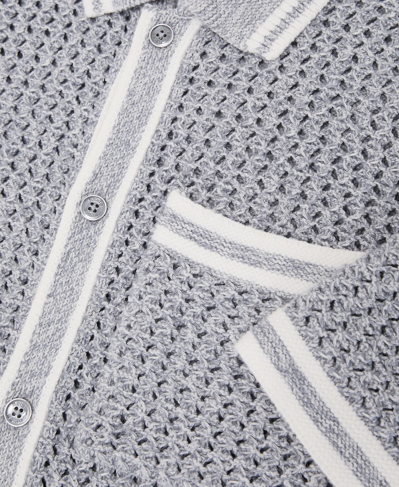 Reiss Men's Meadows Button Through Crochet Shirt