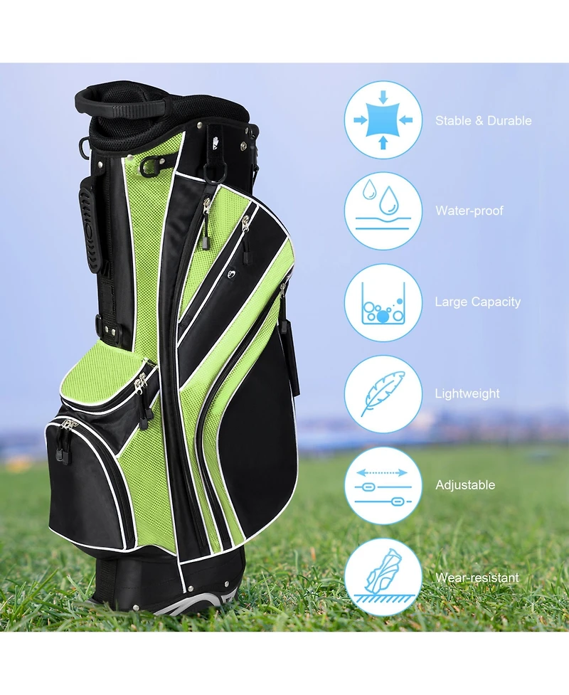 Gymax Golf Stand Bag 6 Way Divider Golf Carry Bag w/ Straps & 7 Storage Pockets