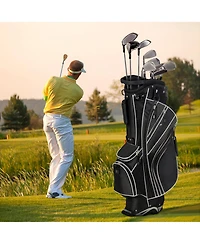 Gymax Golf Stand Bag 6 Way Divider Carry w/ Straps & 7 Storage Pockets