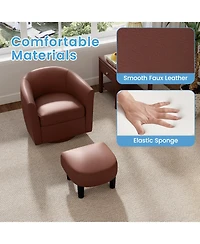 Modern Club Swivel Accent Chair with Ottoman Footrest Curved Backrest