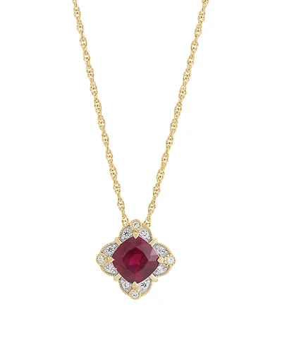 Macy's Lab-Grown Sapphire (1-9/10 ct. t.w.) & (1/8 Pendant Necklace Sterling Silver (Also Available Ruby)