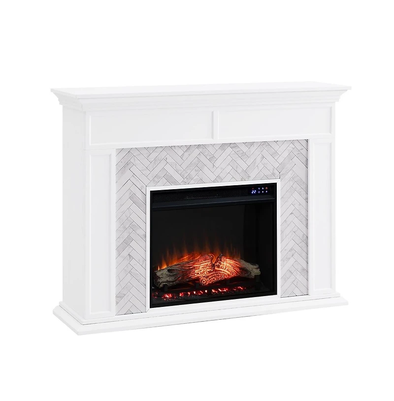 Augusta Home Torlington Marble Tiled Touch Screen Electric Fireplace
