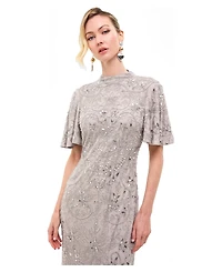 Beauut Women's Embellished Sequins High Neck Dress