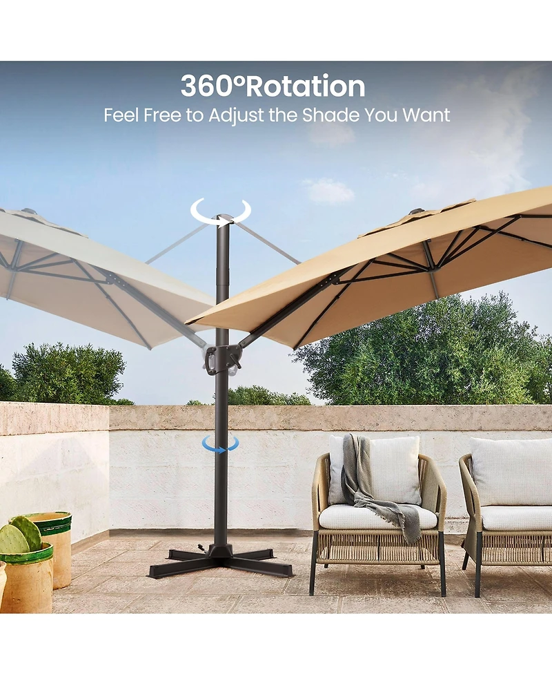 Pellebant Outdoor Patio 9 X 12Feet Aluminum Cantilever Umbrella