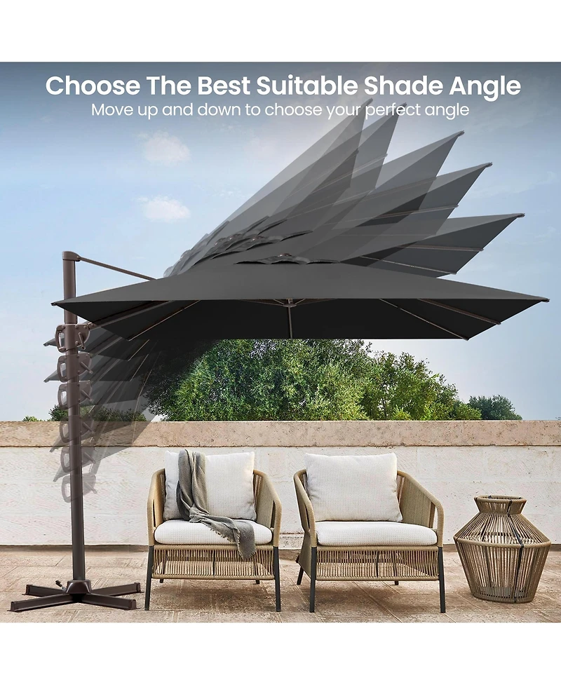 Pellebant Outdoor Patio 9 X 12Feet Aluminum Cantilever Umbrella