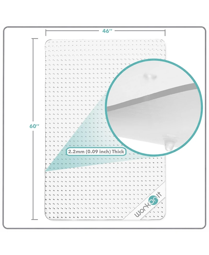 Workonit 46" x 60" Office Chair Mat for Low Pile Carpet ( Pack