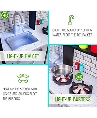 Lil' Jumbl Premium Kids Kitchen Set, Wooden Pretend Play Kitchen with Sounds and Accessories