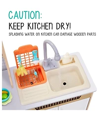 Lil' Jumbl Kids Kitchen Playset, Pretend Kids Wooden Kitchen with Washer and Dryer, Sink and More
