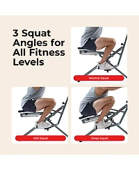 Sunny Health & Fitness Row-n-Ride Squat Machine with Adjustable Resistance and Seating/Handle for Glutes Training, SunnyFit App & 300LB Capacity