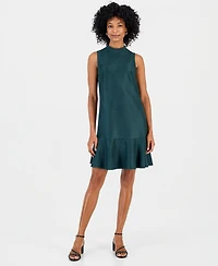 Robbie Bee Women's Faux Suede Flounce-Hem Dress