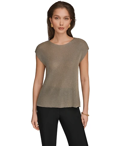 Donna Karan New York Women's Sleeveless Metallic Crewneck Sweater