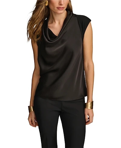Donna Karan New York Women's Cowl-Neck Cap-Sleeve Top