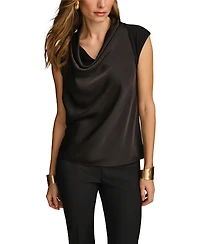 Donna Karan New York Women's Cowl-Neck Cap-Sleeve Top