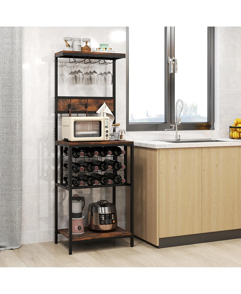 Slickblue Floor Standing Wine Bar Cabinet with Wine Rack and Glass Storage Racks