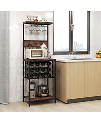 Slickblue Floor Standing Wine Bar Cabinet with Wine Rack and Glass Storage Racks