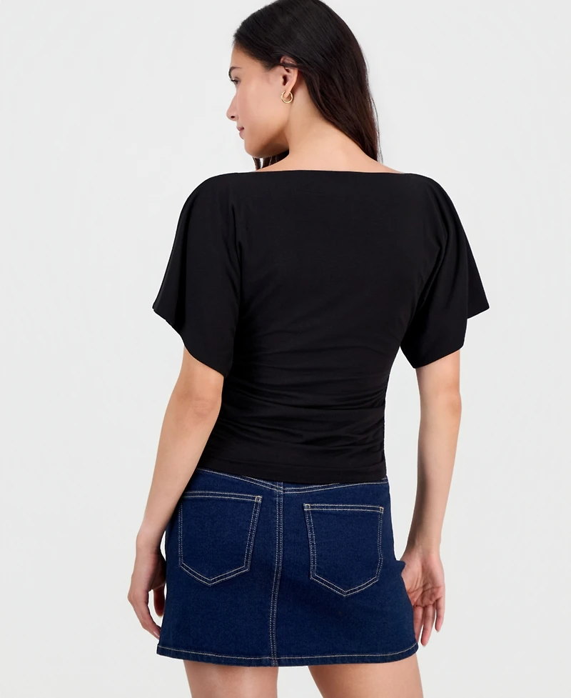 Bar Iii Women's Boat-Neck Flutter-Sleeve Top, Macy's Exclusive