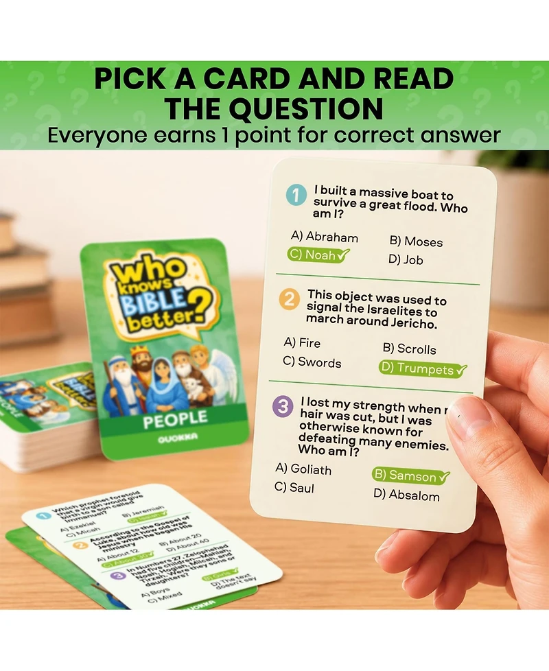Quokka Trivia Card Games for Family - Bible and Generations Collections with 300 to 900 Questions Game Night Sunday School