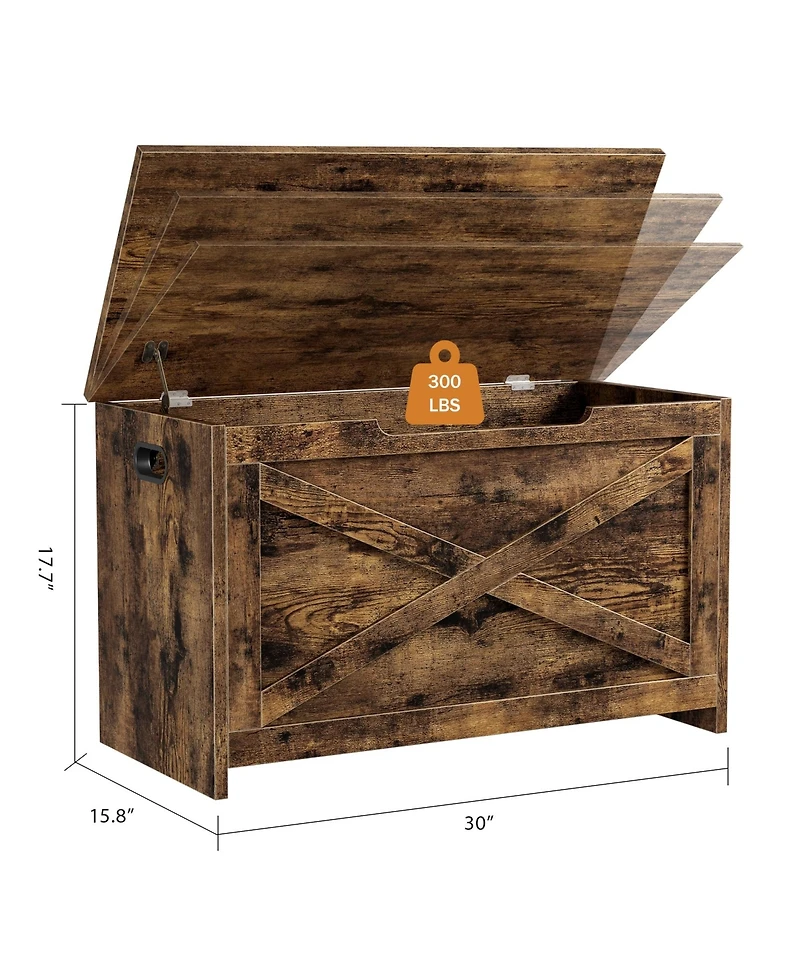 homfan Spacious Wooden Storage Chest – 30 Inch Lift-Top Entryway Shoe Organizer Bench with Safety Hinge Easy Assembly for Bedroom, Living Room