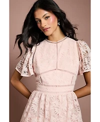 Coast Women's Flutter Sleeve Tiered Midi Dress