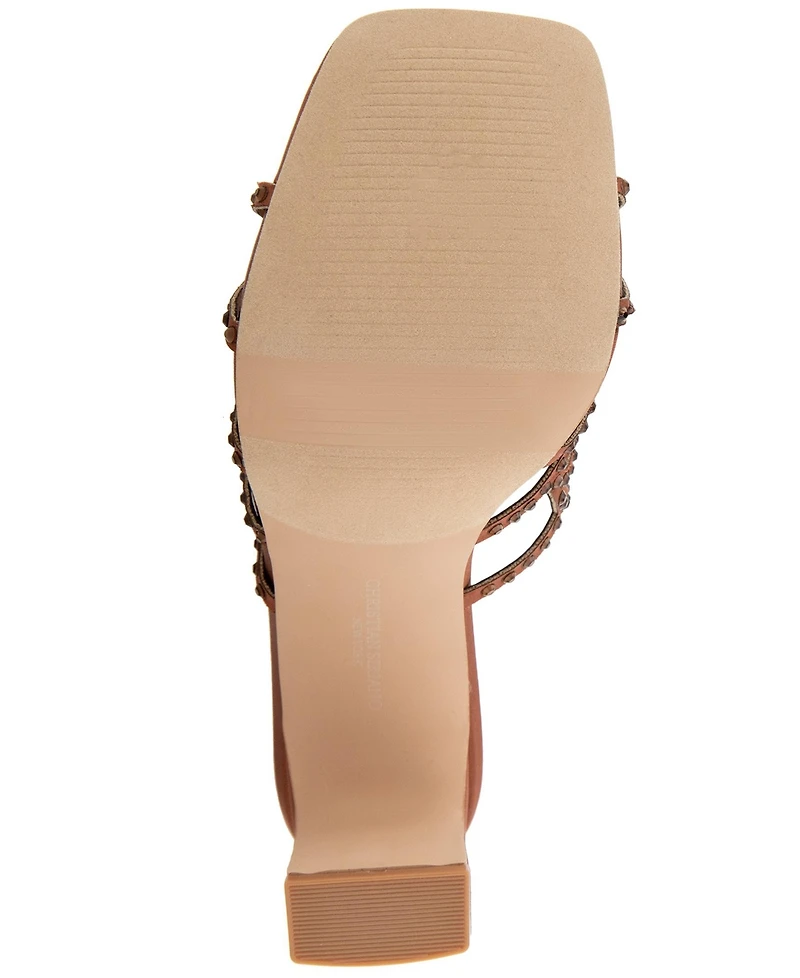 Christian Siriano Women's Francez Scalloped Rhinestone Heeled Sandal