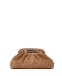 Reiss Women's June Croc Embossed Suede Clutch