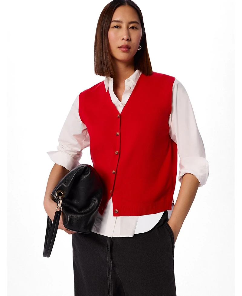 Whistles Women's V-Neck Button Front Knit Tank