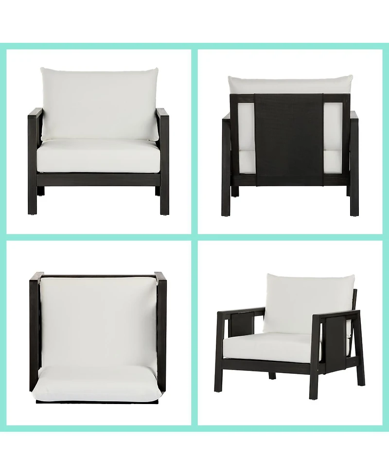 Asagikoiai Modern 4 Piece Outdoor Sofa Set Acacia Wood Patio Conversation