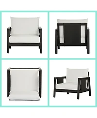 Asagikoiai Modern 4 Piece Outdoor Sofa Set Acacia Wood Patio Conversation