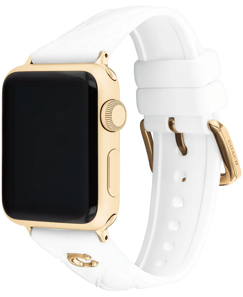 Coach Women's White Silicone Apple Watch Strap 38mm, 40mm, 41mm