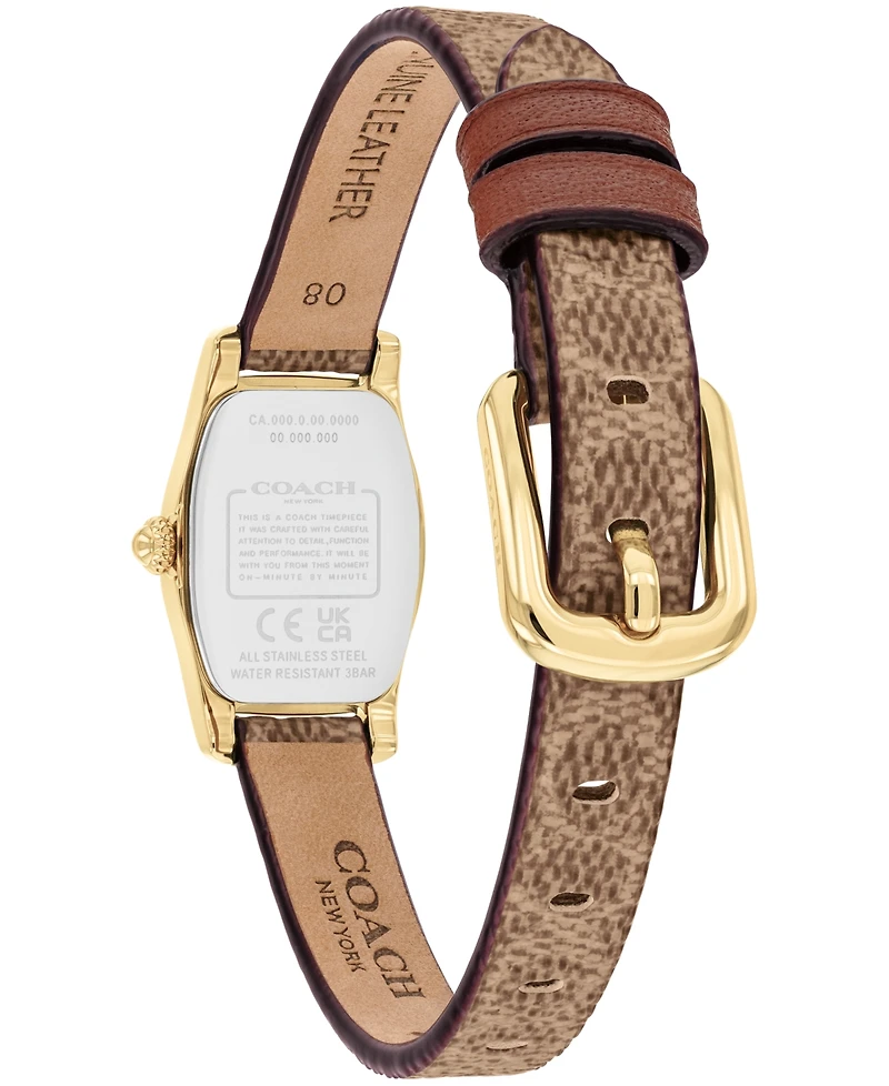 Coach Women's Greta Brown Khaki Pvc Caramel Leather Strap Watch 15.3mm
