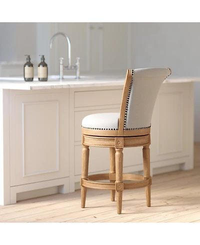 Clihome 1 Piece Inch Wood Bar-Height Swivel Barstool with High-Back