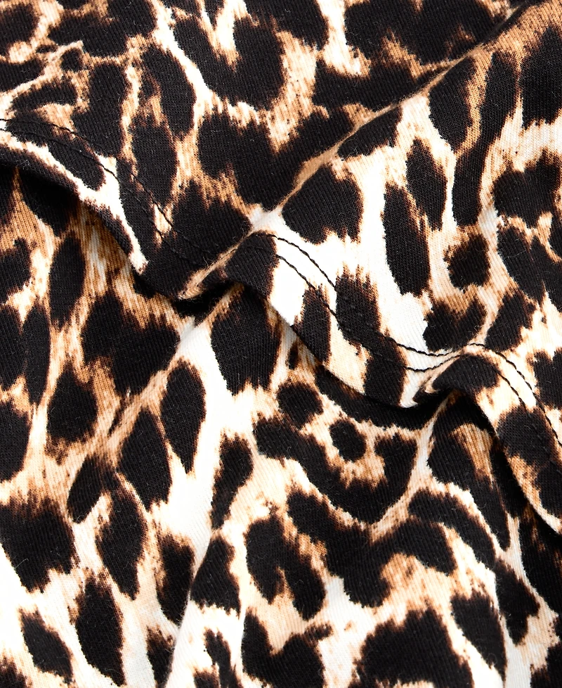 I.n.c. International Concepts Women's Leopard-Print Front Slit Short-Sleeve Midi Dress, Macy's Exclusive