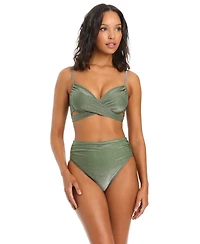 Bar Iii Women's Shimmer Core Solids Wrap Neck Underwire Bikini Top, Macy's Exclusive