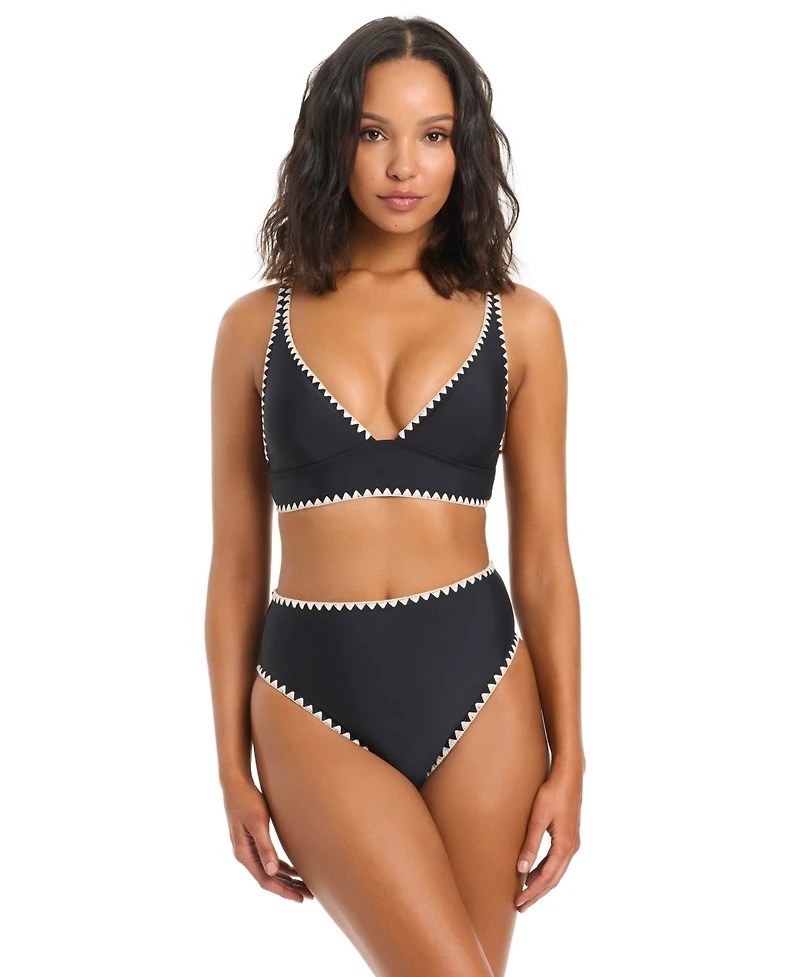 Bar Iii Women's Desert Muse Banded V-Neck Bikini Top, Macy's Exclusive