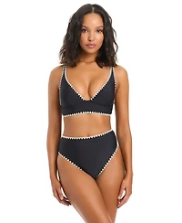 Bar Iii Women's Desert Muse Banded V-Neck Bikini Top, Macy's Exclusive