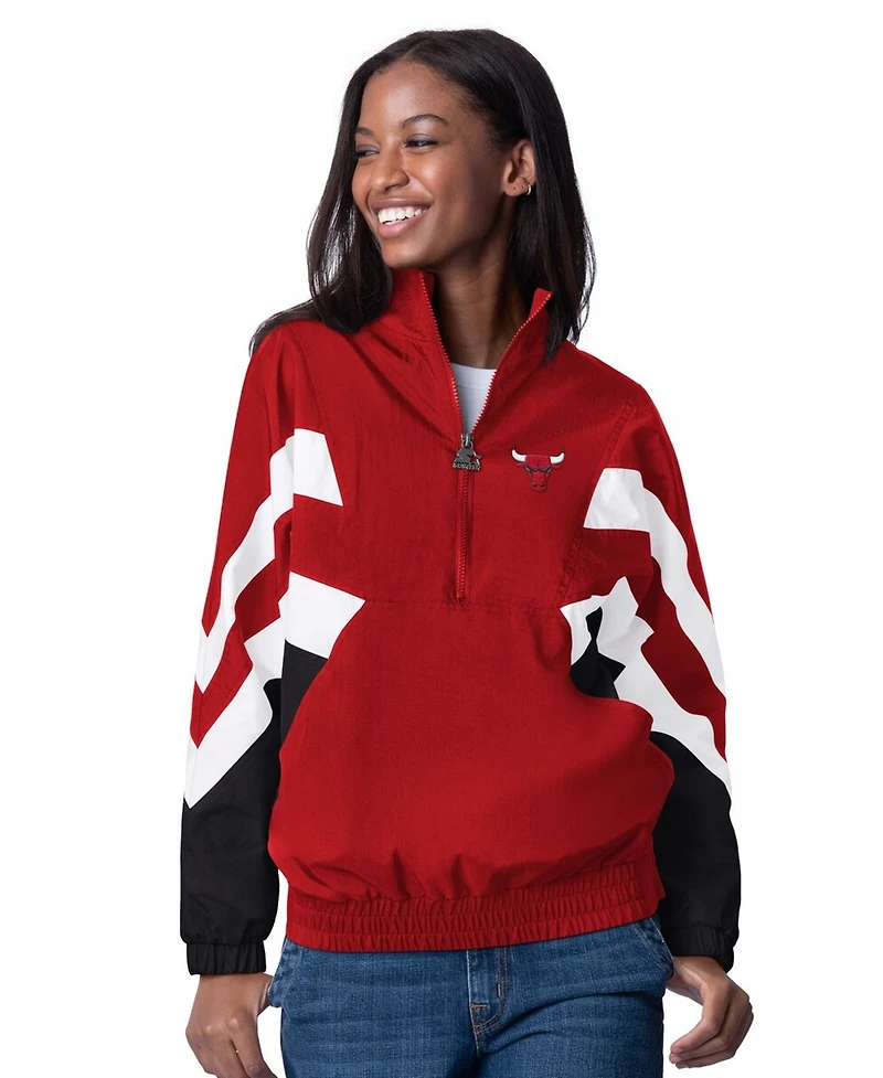 Starter Women's Red Chicago Bulls Renegade Oxford Half-Zip Jacket