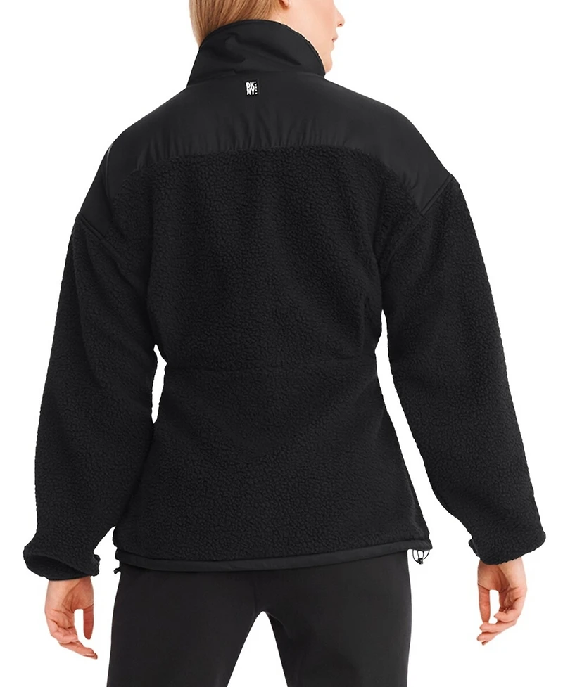Dkny Sport Women's Black Cincinnati Bengals Drew Mixed Media Full-Zip Jacket