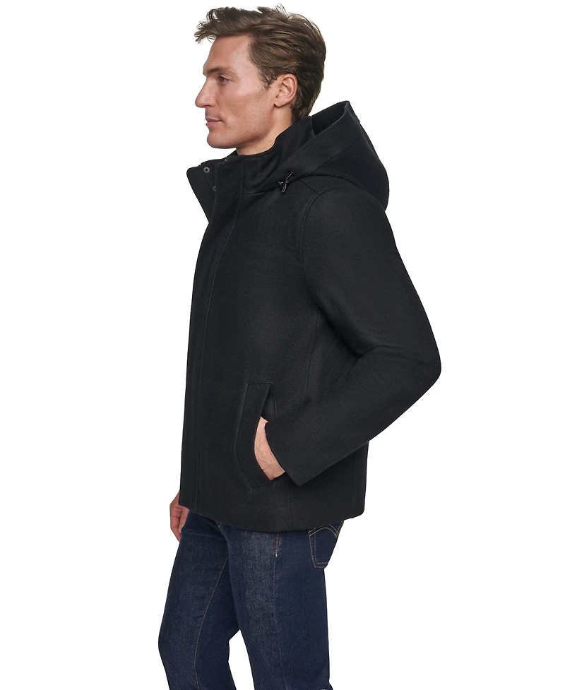 Cole Haan Men's Front-Zip Duffel Wool Jacket