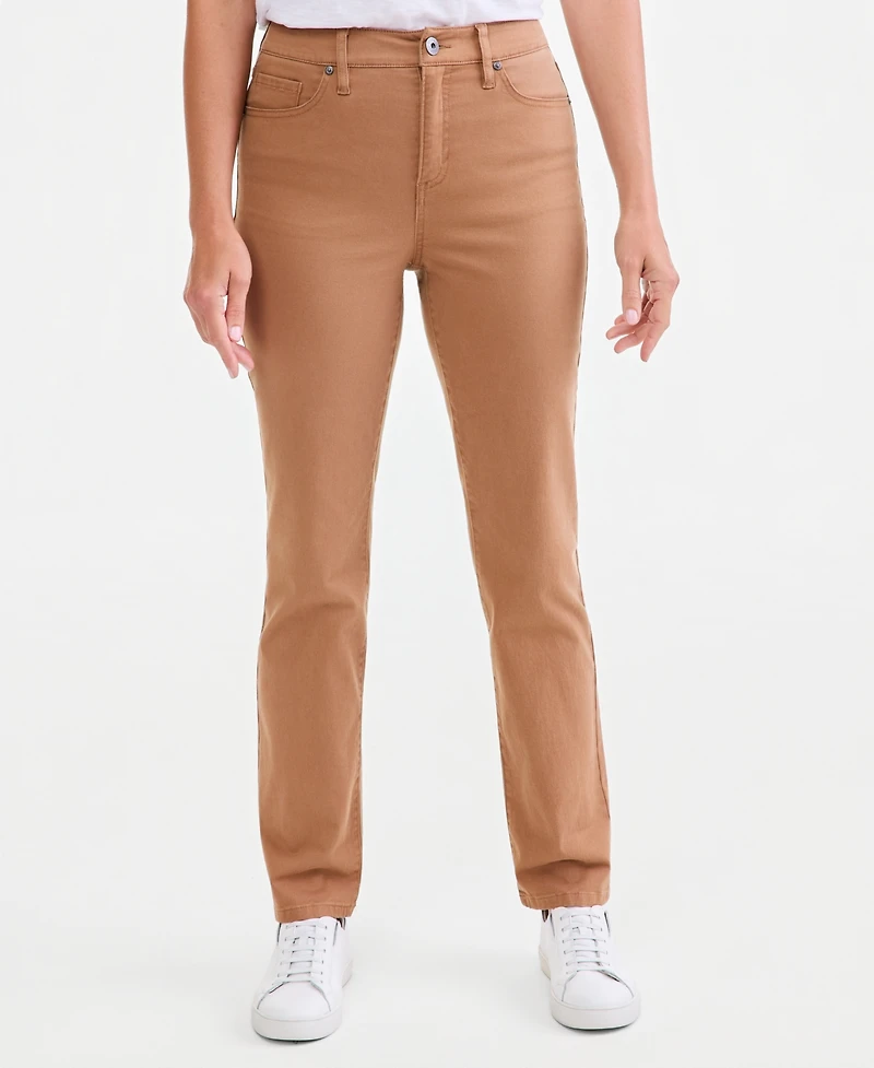 Style & Co Women's Straight-Leg High Rise Twill Pants, Created for Macy's