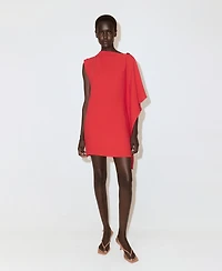 Mango Women's Asymmetrical Neck And Metallic Detail Dress