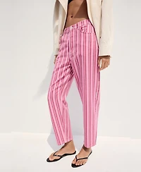 Mango Women's Straight-Fit Striped Jeans