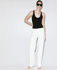 Mango Women's Belt Straight-Fit Pants