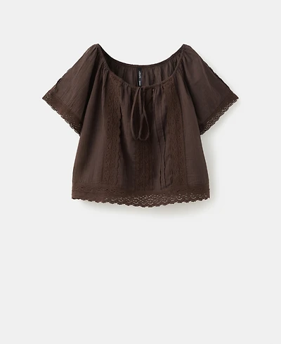 Mango Women's Cotton Lace Blouse