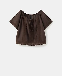 Mango Women's Cotton Lace Blouse