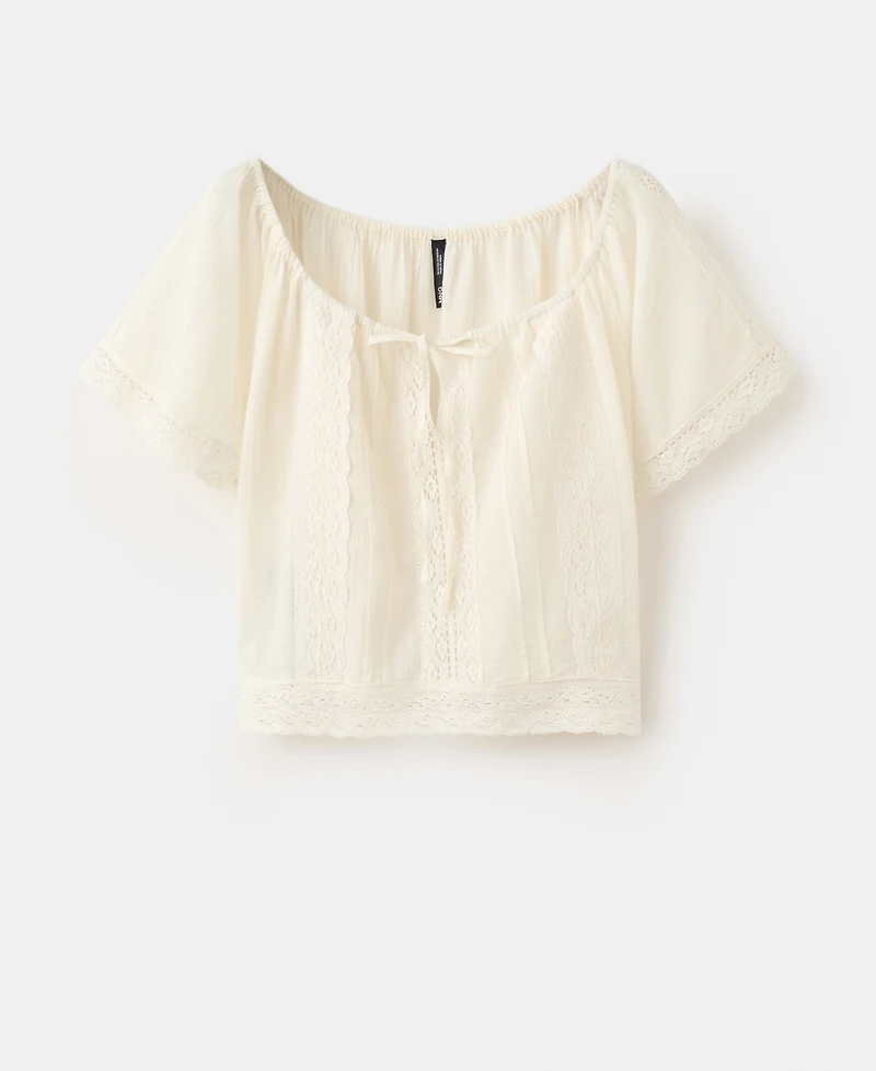 Mango Women's Cotton Lace Blouse